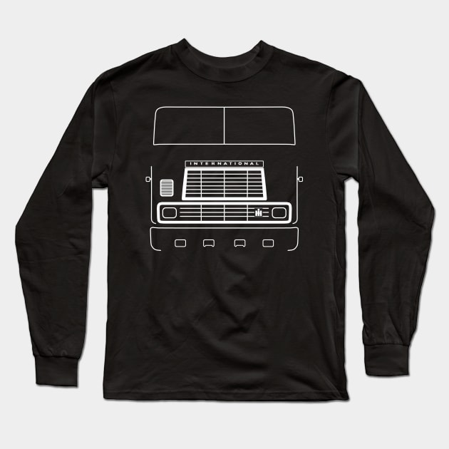 International Harvester 9670 cabover classic truck outline graphic (white) Long Sleeve T-Shirt by soitwouldseem